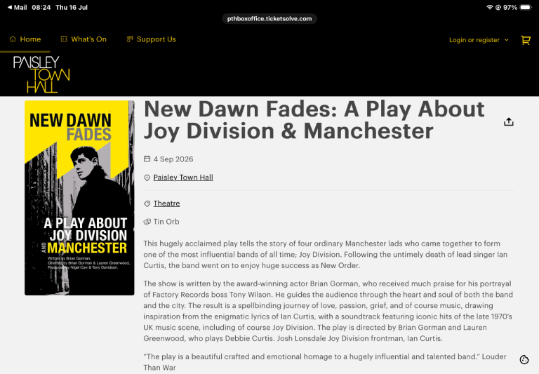Joy Division at the Paisley Town Hall