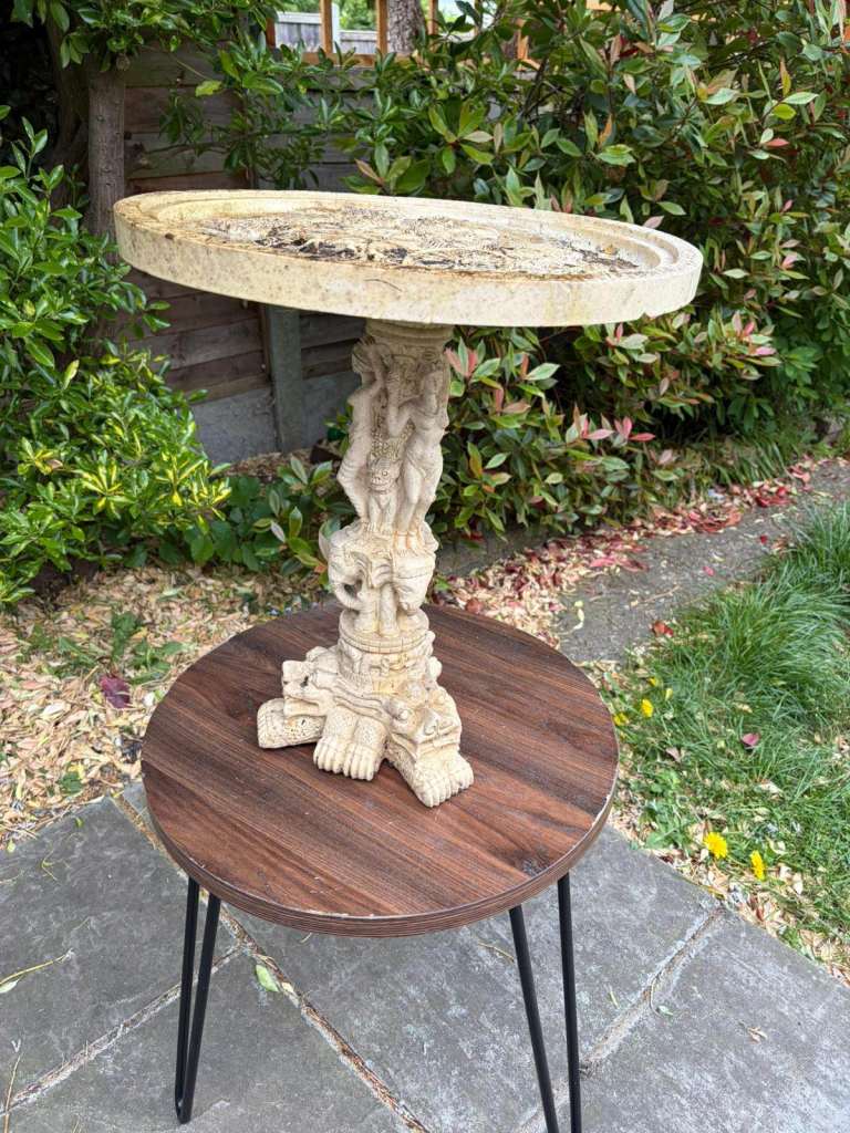 Decorative Pedestal Bowl with Ancient Carving Detail – Good Condition