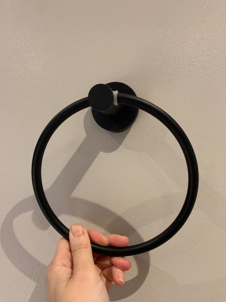 Black Metal Towel Ring Wall Mounted