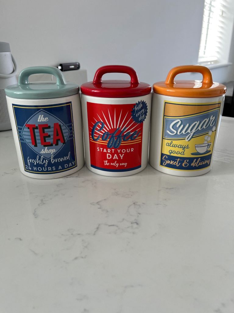 image for Tea, coffee, sugar storage jars. 