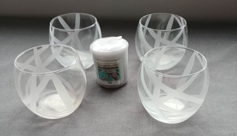 image for 4 Yankee Candles etched Glass Roly Polys
