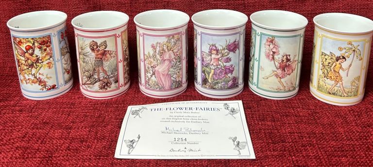 The Flower Fairies 1997 Collection Six Bone China Cups Danbury Mint No. 1254 COA