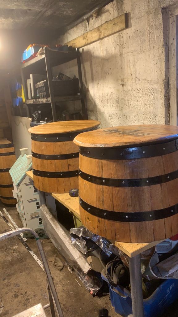 Garden furniture includes barrel bar