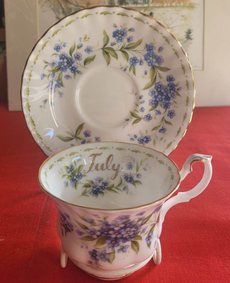 Royal Albert Bone China England Tea Cup&Saucer July Forget-Me-Not  Aa