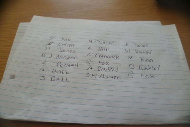 Bricks Named Bricks   E smith  H jones L Ball M king   G fox    L Craddock   W vann  F smith 