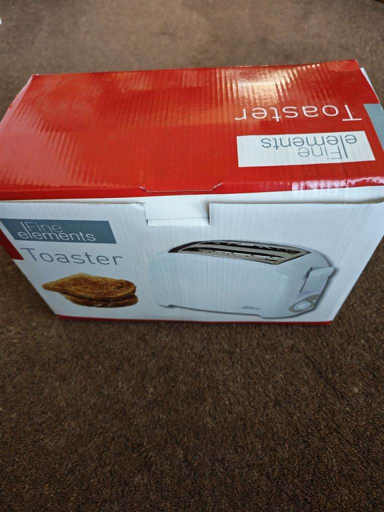 Fine Elements 2 Slice Toaster – Brand New, White