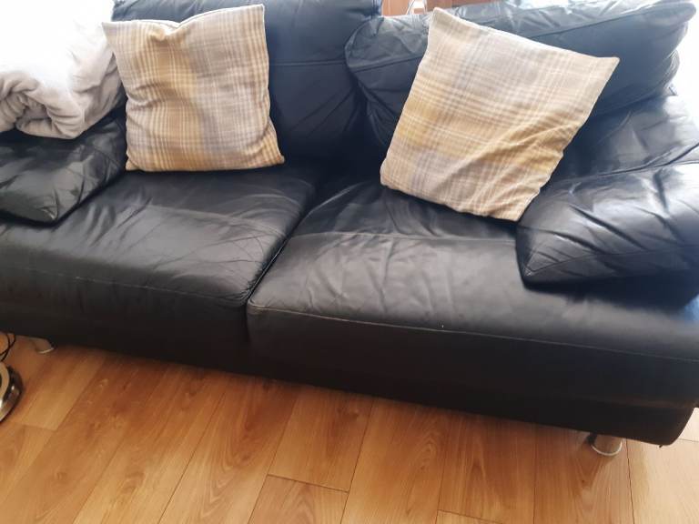 Free black leather 2 seater sofa