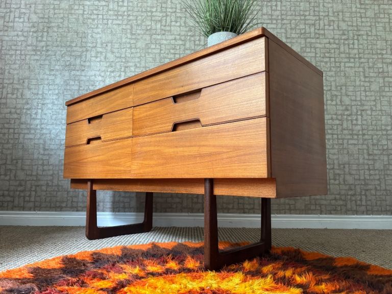 * SOLD * Vintage Retro Mid Century Teak Compact Sideboard by Uniflex