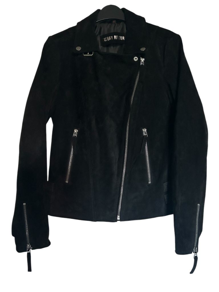 Freaky Nation Womens Black Biker Taxi Driver Leather Jacket Size Medium 10-12 NWOT