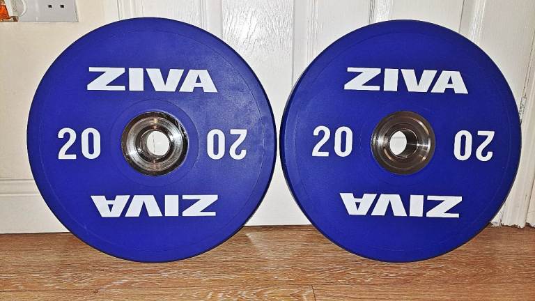 (RRP £1700) 200KG Brand New ZIVA Competition Coloured Bumper Weight Plates - 10 x 20KG