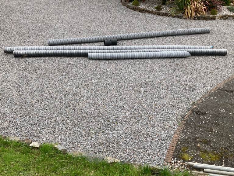 Twinwall Perforated Drainage Pipe - 150mm Inside Diameter x 3 & Couplers x 2 - plus 1 x Solid Pipe