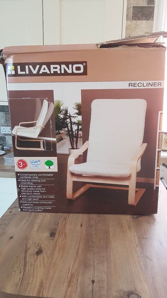 Livarno reclining chair, ideal for a conservatory, bedroom or small lounge. New.