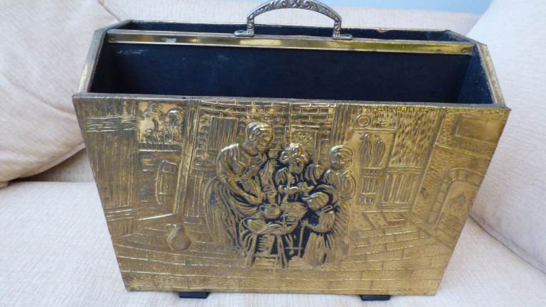 Vintage Antique Brass Magazine Newspaper Rack Early 20th Century