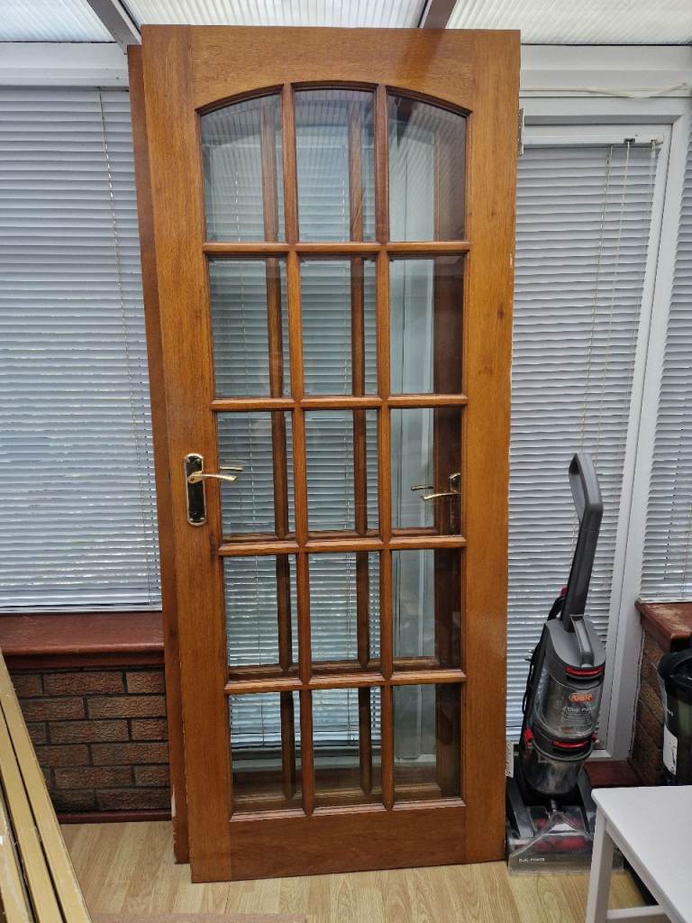 Solid x2 Internal doors with glass panels 203cm x 82cm