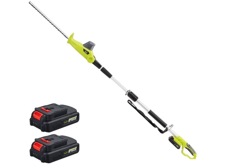 Cordless Pole Hedge Trimmer with 2 Batteries
