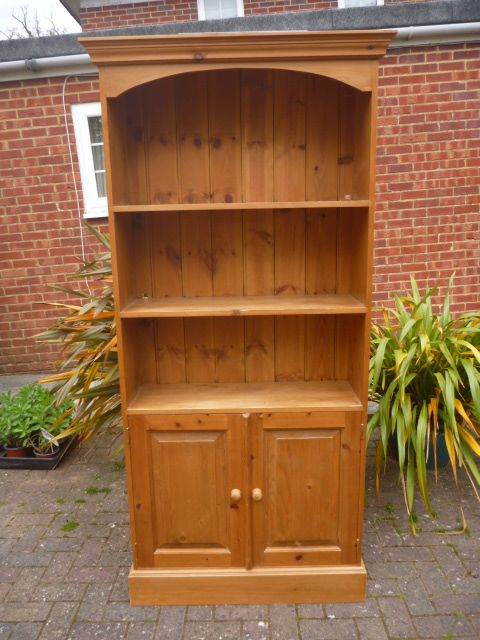 Solid Pine Bookcase with Cupboard beneath