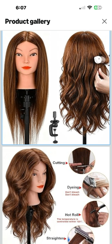 Mannequin head with 100% real hair 
