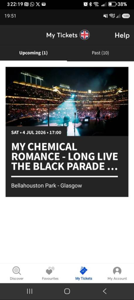 My Chemical Romance Bellahouston Park Concert Ticket