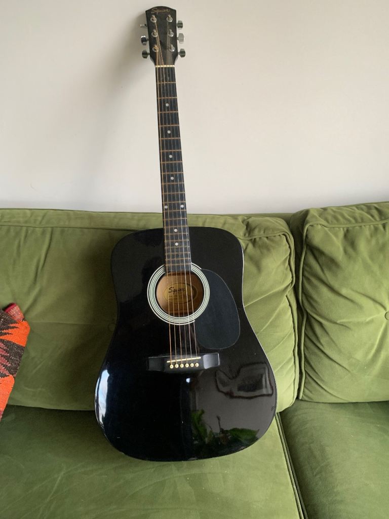 Fender “Squier” acoustic guitar.  Black. 