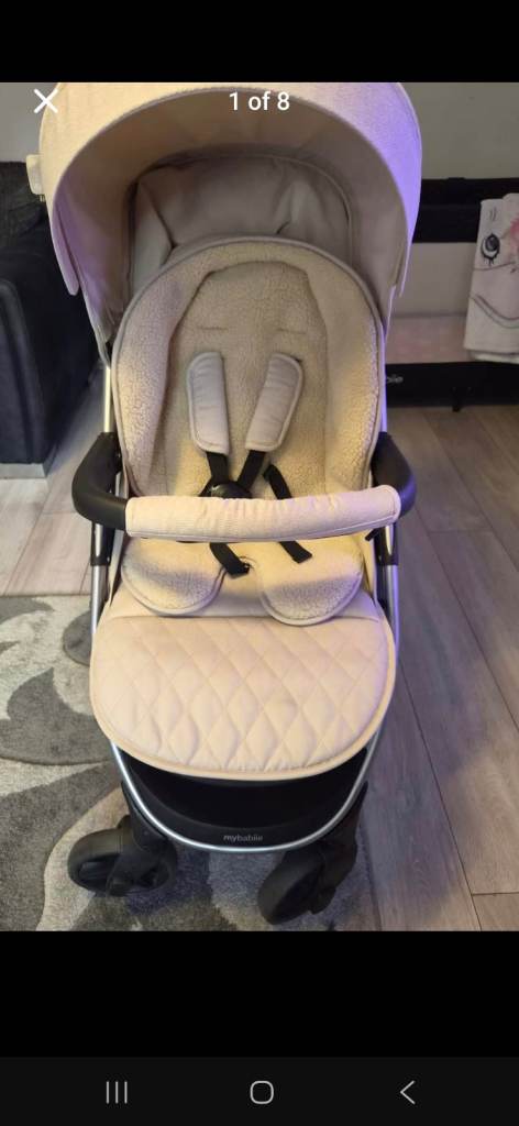 Travel System Pram and Car Seat – Beige, Good Condition