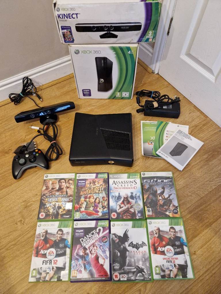 Xbox 360 Boxed 4gb w/Games & Kinect Can Deliver