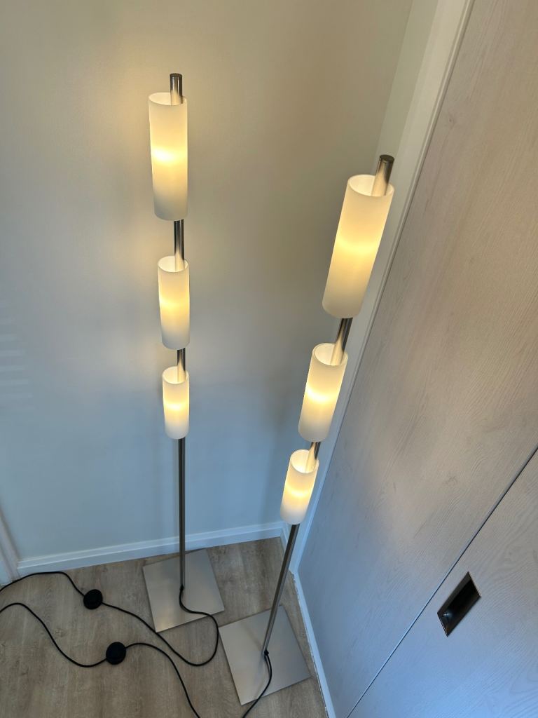 Pair of Modern Floor Lamps & Matching Ceiling Light