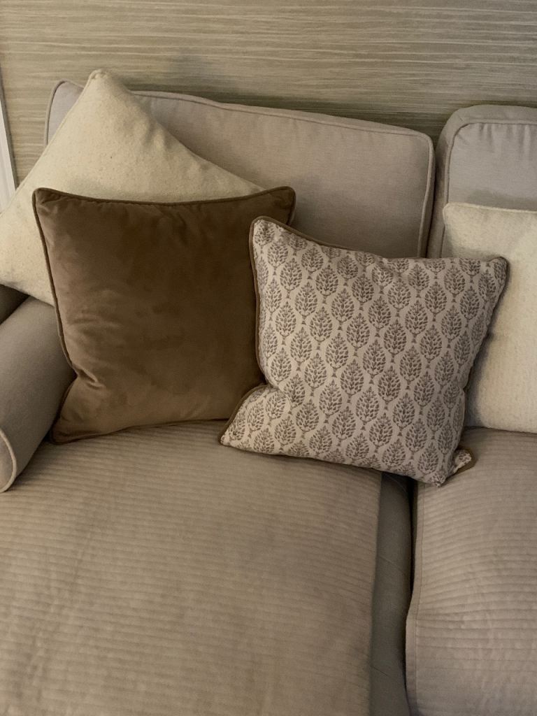 Brand new leaf design velvet and fabric cushions