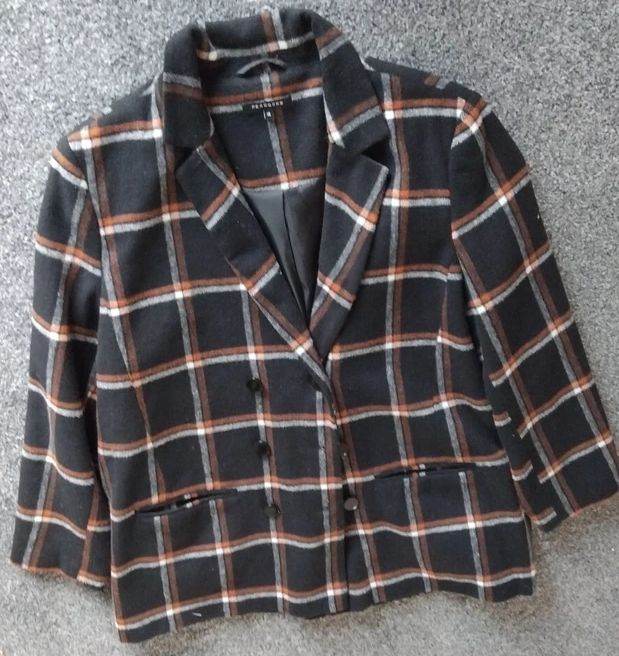 image for Peacocks Women's Checked Wool Blend lined Jacket Size 18