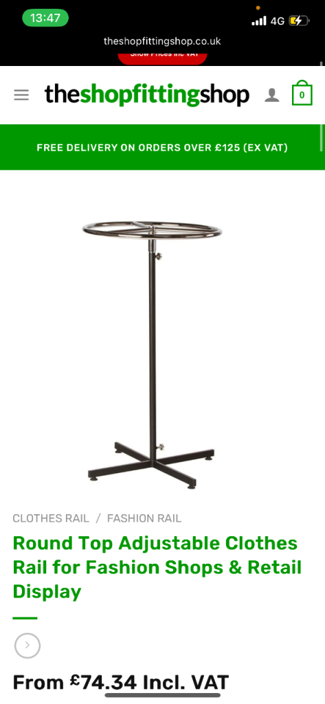 Shop retail, clothes rail x2 metal heavy duty