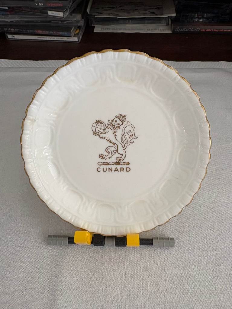 Vintage Coalport Bone China Cunard Gilt Embossed Small Plate - Made in England