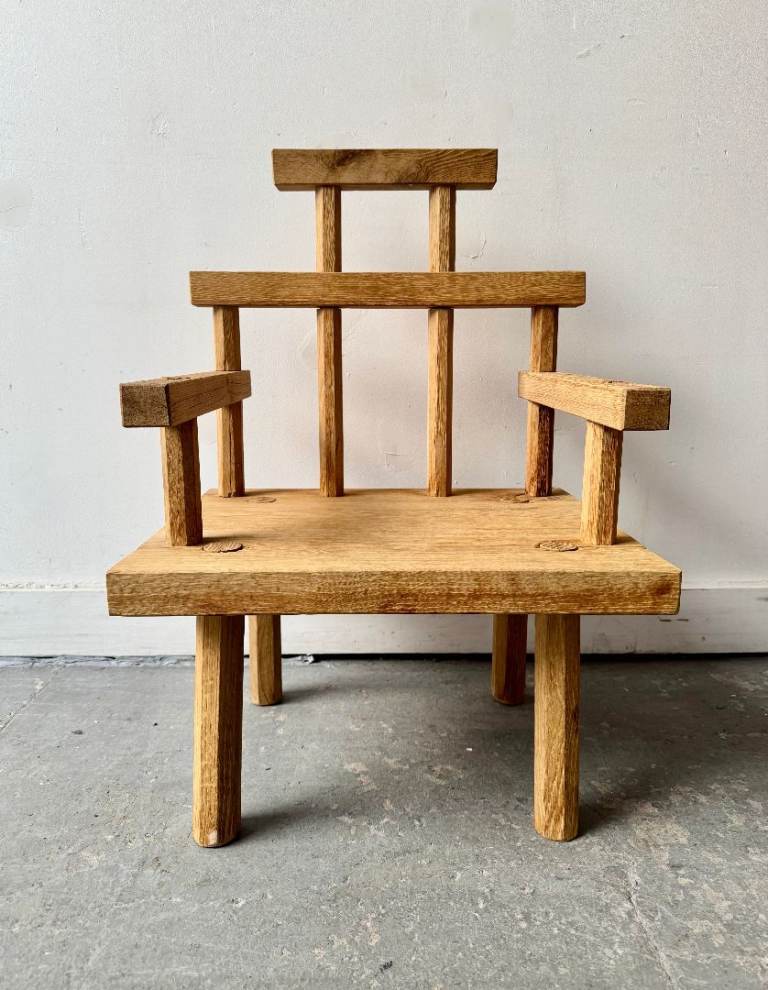 Childs Primitive Wooden Armchair