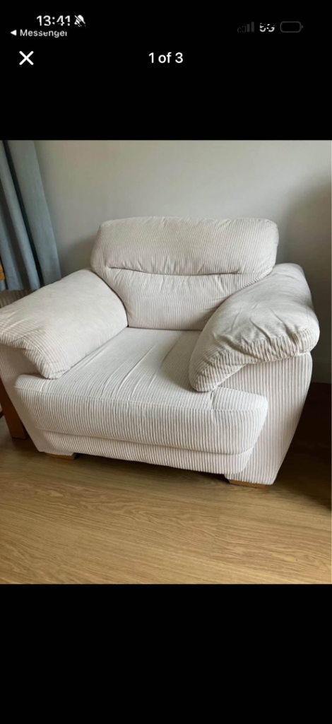 SOLD : Cream / Off White Armchair 