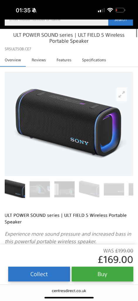 Sony ULT Field 5 Bluetooth Speaker  - basically new just no box 