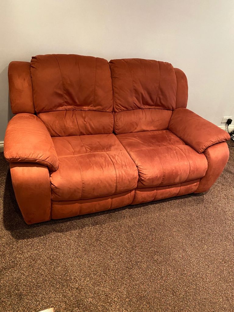 PRICE REDUCTION-2 Seater Terracotta Manual Reclining Sofa