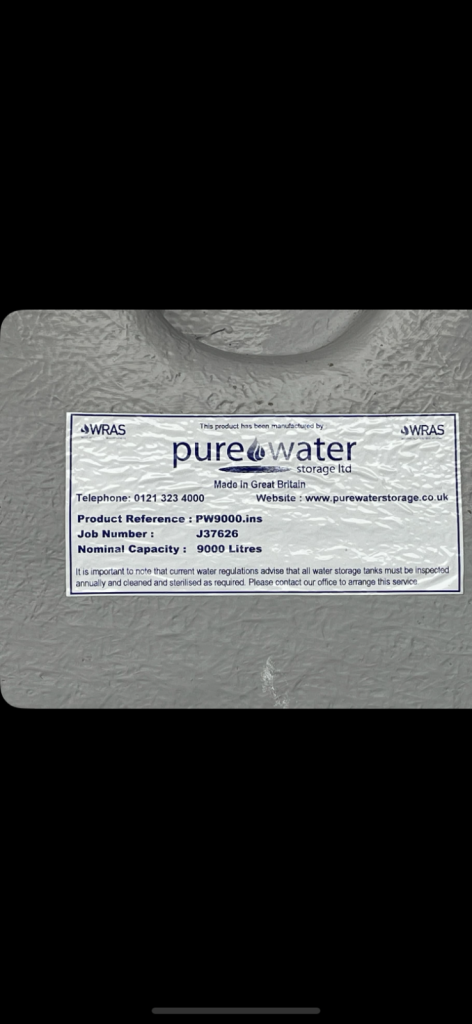 Brand new 9000 litre water tank