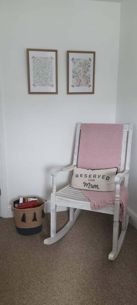 White Wooden Rocking Chair b