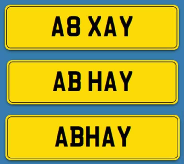 A8 XAY - Private / Cherished Number on Retention Certificate - ABHAY
