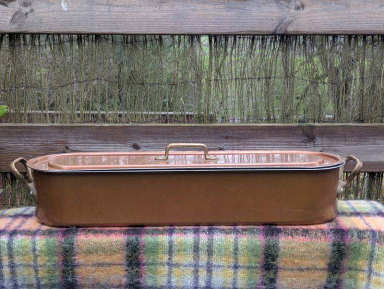 Vintage copper fish kettle