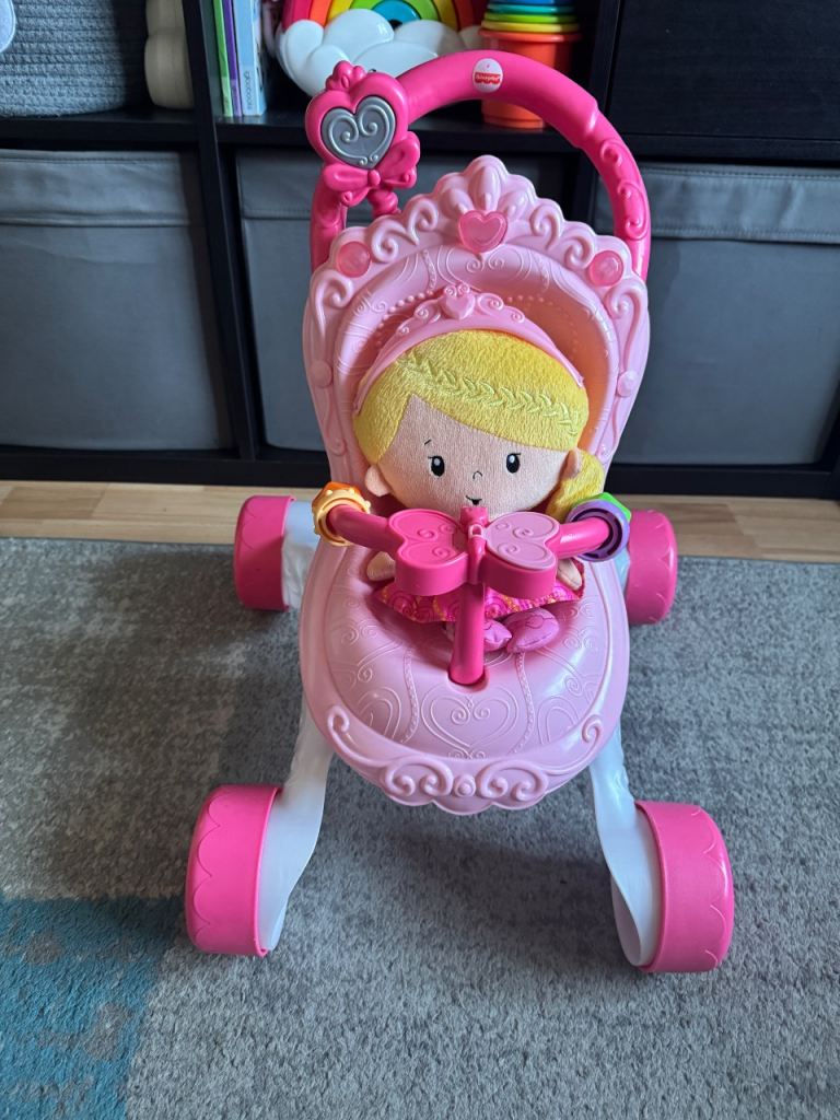 image for Fisher price princess pushchair walker and soft doll. Lights and sounds fully working