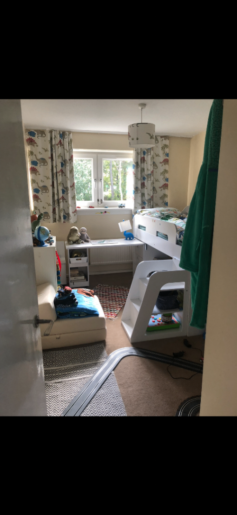 White Mid-Sleeper Bed with Built-in Drawers – Good Condition
