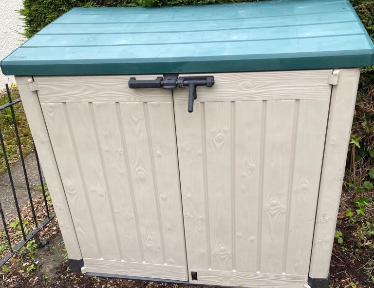Garden Storage Shed - Beige & Green, Good Condition