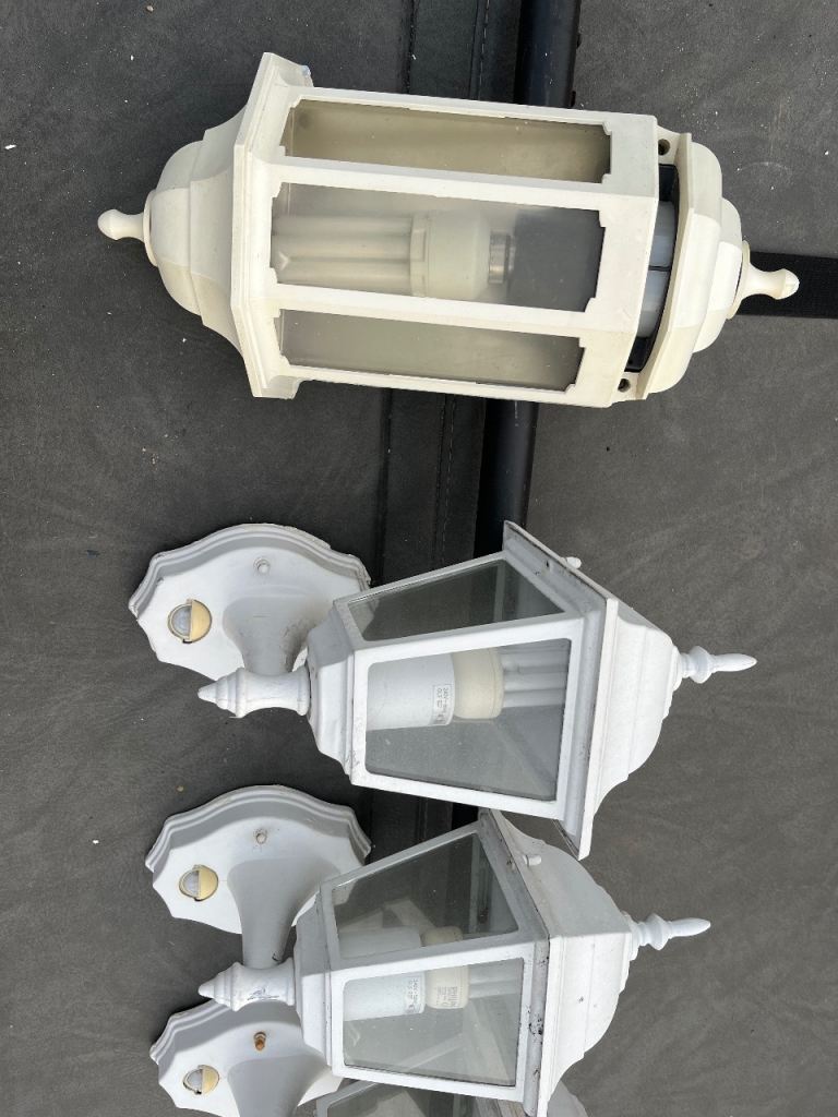 4 White Metal Outdoor Wall Lantern with PIR Sensor