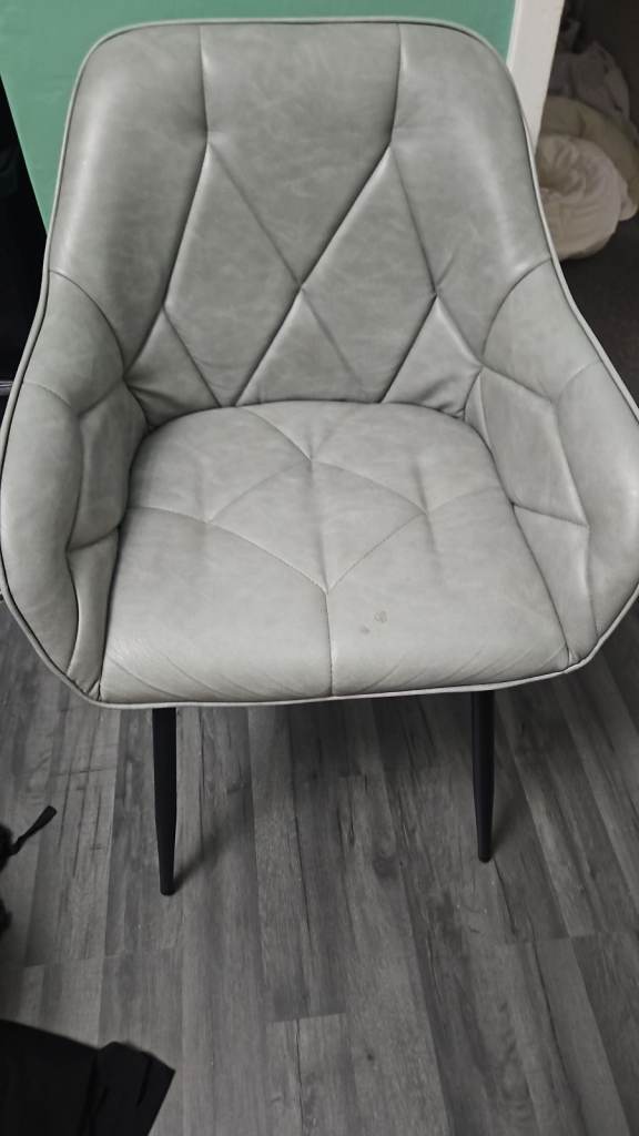 Wollu Grey Faux Leather Dining Chair – Good Condition