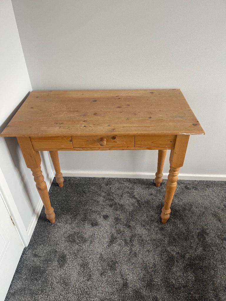 Solid Pine Table with Drawer – Fair Condition