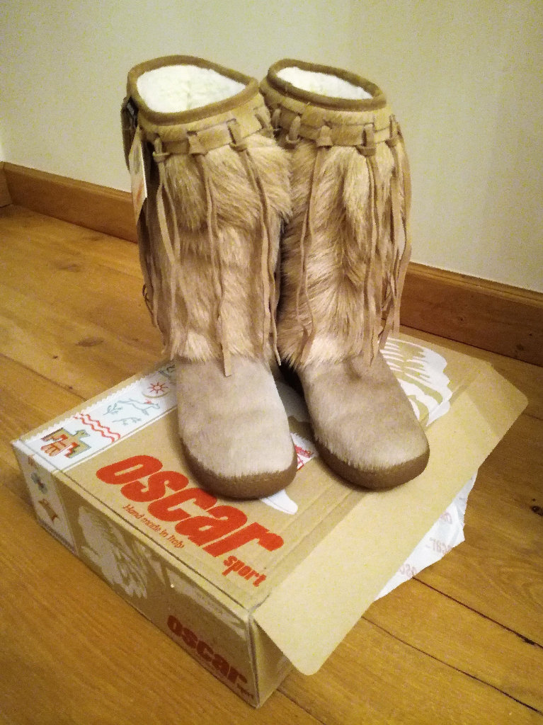 NEW OSCAR SPORT SNOW BOOTS ORIGINAL DESIGNER 100% Leather Suede Fur Wool Skiing Boots Size 42