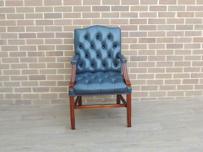 image for Chesterfield Sea Blue Chair (UK Delivery)