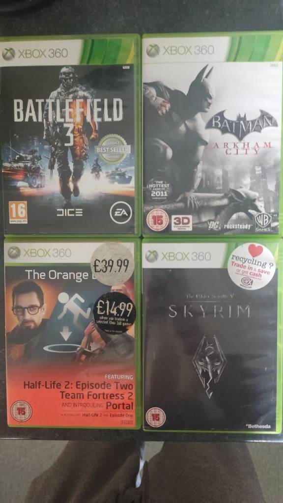 Xbox 360 Games Bundle: Battlefield 3, Batman, Orange Box, Skyrim
