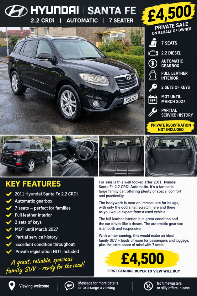 Hyundai, SANTA FE, Estate, 2011, Semi-Auto, 2199 (cc), 5 doors
