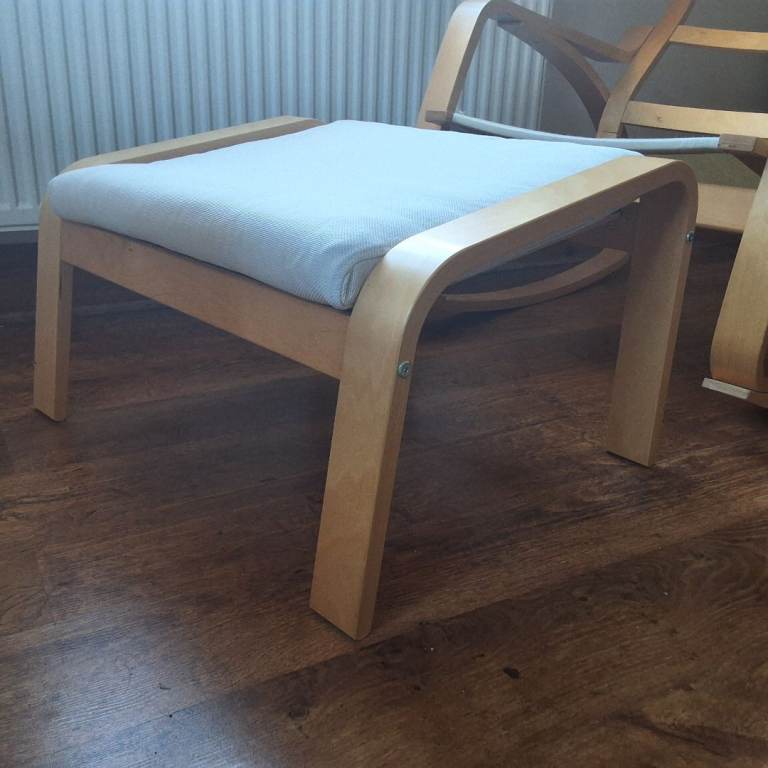 Ikea Poang rocking chair and stool.