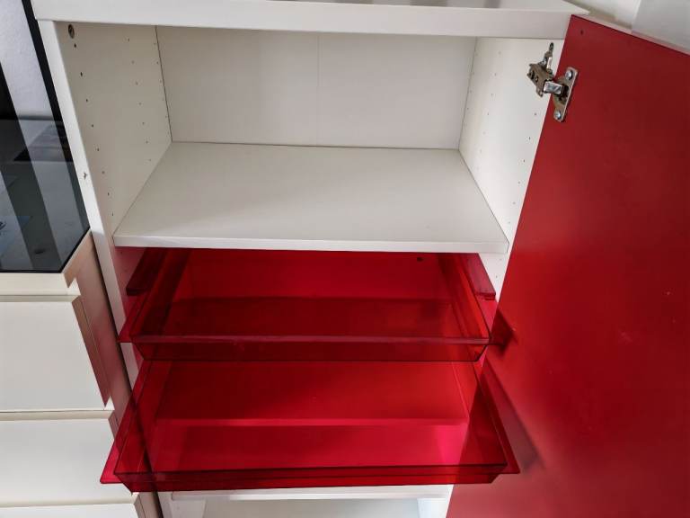 IKEA Besta unit With Red Gloss Door, 3 Shelves & 2 drawers FREE DELIVERY 169